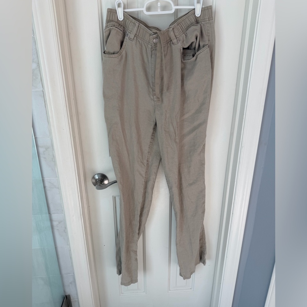 Men's Linen Casual Drawstring Pants, Cremieux Linen Pants, 32x32